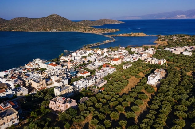 Aerial View of the town in Elounda