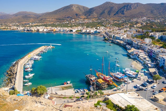 Aerial View of the Harbor of Chersonissos Resort Crete